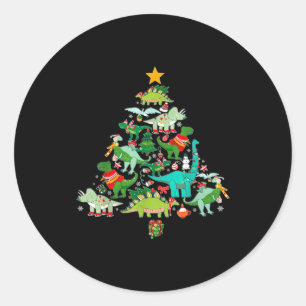 Dinosaur Christmas Funny Dino Holiday Boys Kids To Classic Round Sticker