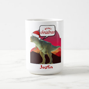 dinosaur christmas gift, personalized name coffee mug