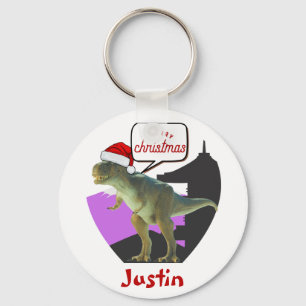 dinosaur christmas gift, personalized name keychain