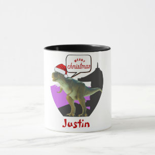 dinosaur christmas gift, personalized name mug