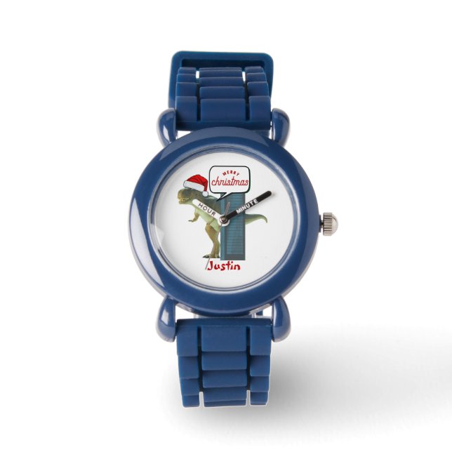 dinosaur christmas gift, personalized name  watch (Front)