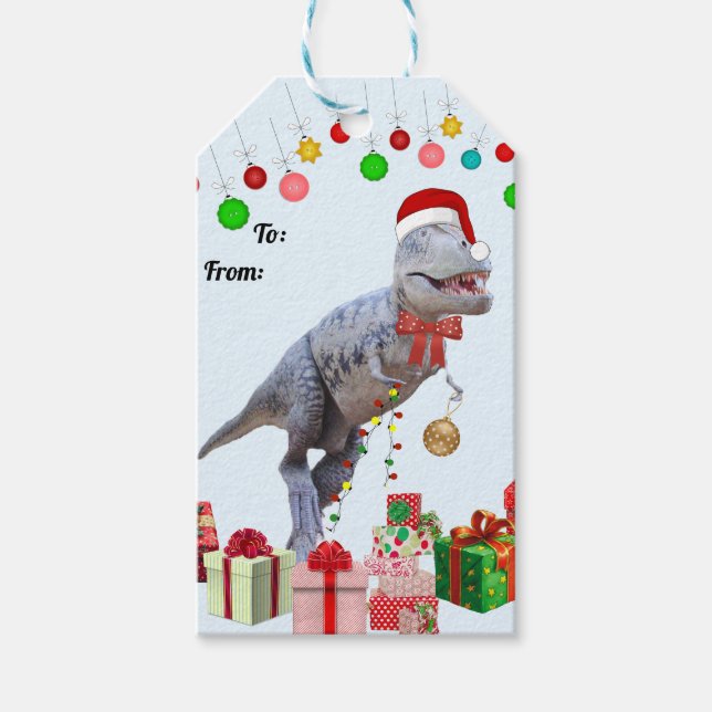 Dinosaur Christmas Gift Tags (Front)