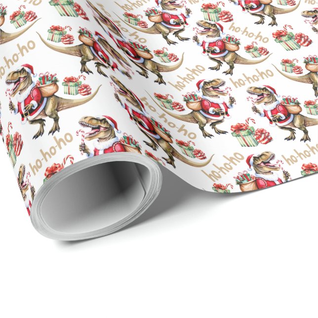 Dinosaur Christmas Gift Wrapping Paper (Roll Corner)