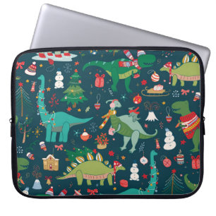 Dinosaur Christmas: Happy New Year Laptop Sleeve