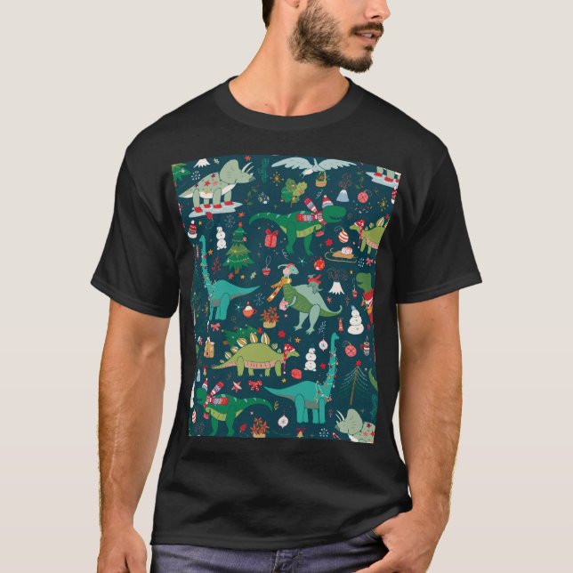 Dinosaur Christmas: Happy New Year T-Shirt (Front)