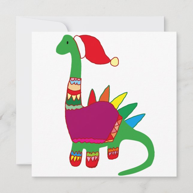 Dinosaur Christmas Holiday Card (Front)