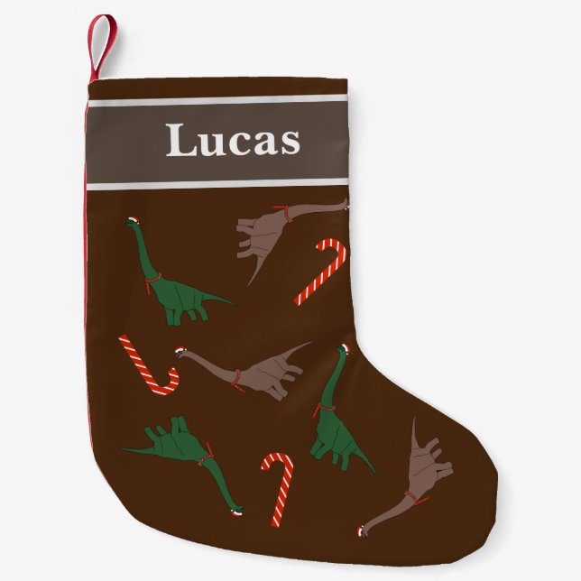 Dinosaur Christmas Patterned Small Christmas Stocking (Front)