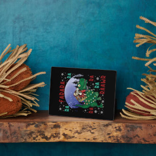 Dinosaur Christmas Santa Claus Plaque