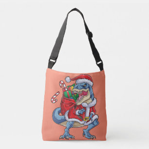 Dinosaur Christmas Santa Claus T rex Boys Men Crossbody Bag
