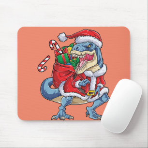 Dinosaur Christmas Santa Claus T rex Boys Men Mouse Pad