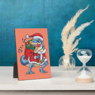 Dinosaur Christmas Santa Claus T rex Boys Men Plaque