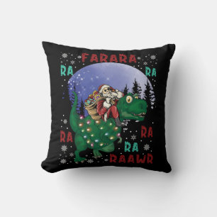 Dinosaur Christmas Santa Claus Throw Pillow
