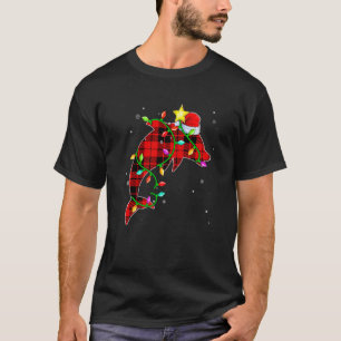 Dinosaur Christmas Santa Hat Xmas Lights Holiday T-Shirt