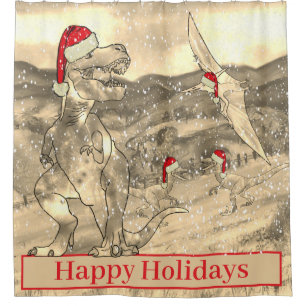 Dinosaur Christmas T Rex Santa Funny Snow Scene