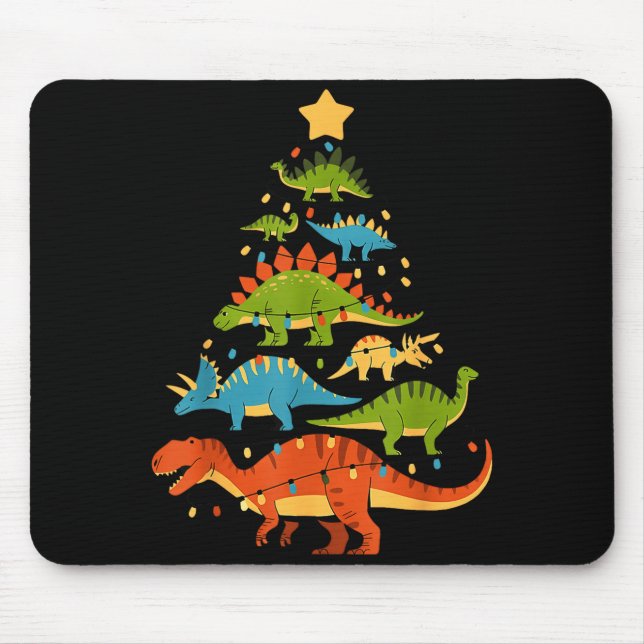 Dinosaur Christmas Tree Dino Trex Dinosaur Lover C Mouse Pad (Front)