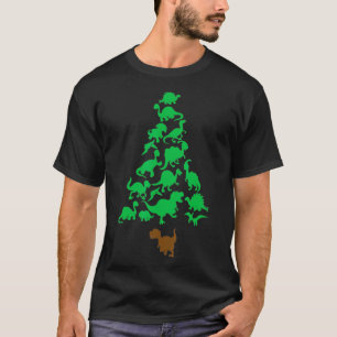 Dinosaur Christmas Tree Graphics Funny Xmas Santa  T-Shirt