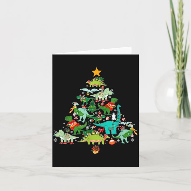 Dinosaur Christmas Tree I Believe In Santa And Din Card (Front)