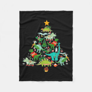 Dinosaur Christmas Tree I Believe In Santa And Din Fleece Blanket
