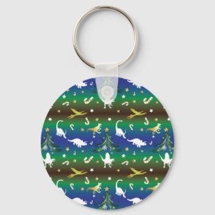 Dinosaur Christmas Tree Keychain