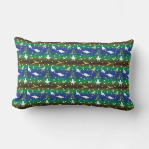 Dinosaur Christmas Tree Lumbar Pillow