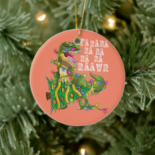Dinosaur Christmas Tree Rex Men Boys Kids Ceramic Ornament