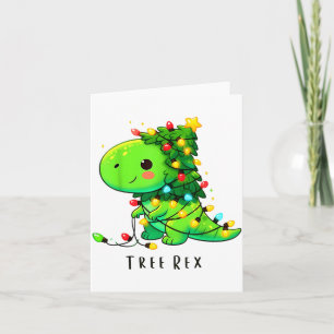 Dinosaur Christmas Tree Rex Pajamas Men Boys Xmas Card