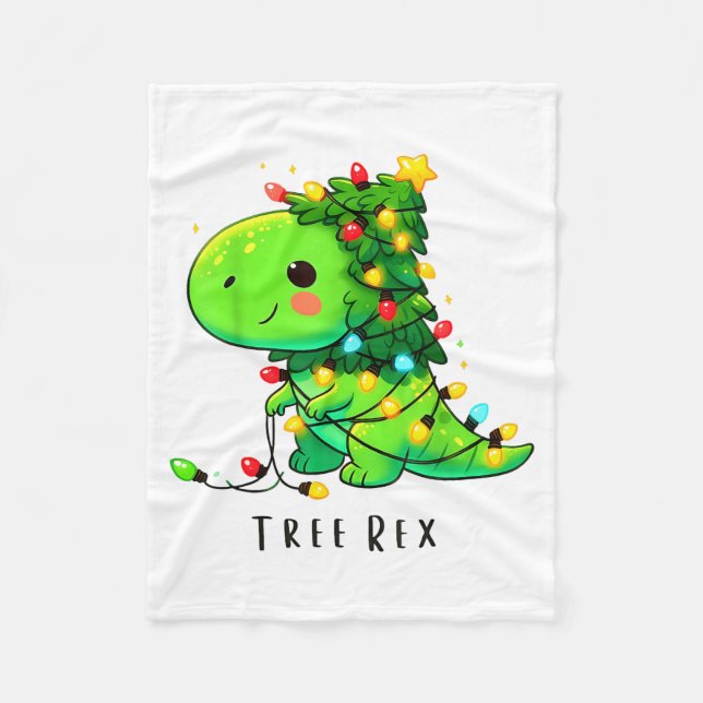 Dinosaur Christmas Tree Rex Pajamas Men Boys Xmas  Fleece Blanket (Front)