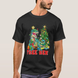 Dinosaur Christmas Tree Rex Pajamas Men Boys Xmas T-Shirt
