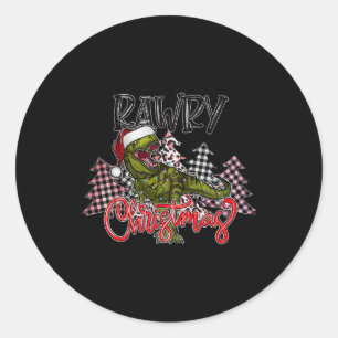 Dinosaur Christmas Tree Rex Pyjamas Men Boys Xmas Classic Round Sticker
