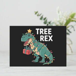 Dinosaur Christmas Tree Rex Pyjamas Xmas Lights  Holiday Card