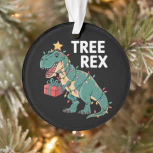 Dinosaur Christmas Tree Rex Pyjamas Xmas Lights  Ornament
