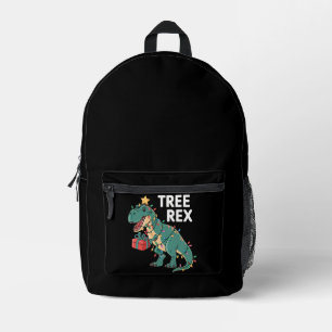 Dinosaur Christmas Tree Rex Pyjamas Xmas Lights  Printed Backpack