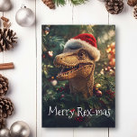 Dinosaur Christmas Tyrannosaur  Card<br><div class="desc">This design may be personalized in the area provided by changing the photo and/or text. Or it can be customized by clicking Personalize this Template and then choosing the click to customize further option and delete or change the colour of the background, add text, change the text colour or style,...</div>