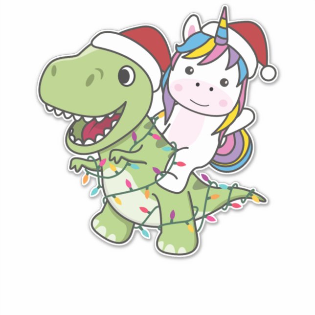 Dinosaur Christmas Unicorn Winter T-Rex Dino (Front)