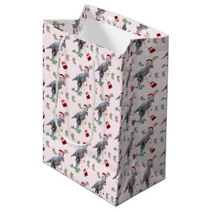Dinosaur Christmas Wrapping Paper Roll Medium Gift Bag