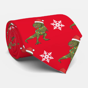 Dinosaur Christmas Xmas Dino Tie