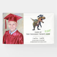 Dinosaur Class of 2024 Kids Graduation Photo White