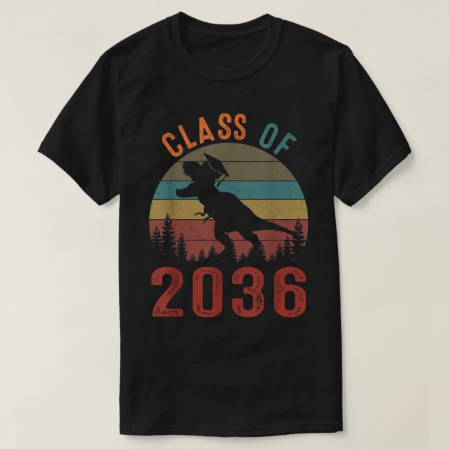 Dinosaur Class Of 2036 First Day Kindergarten Boys T-Shirt (Design Front)