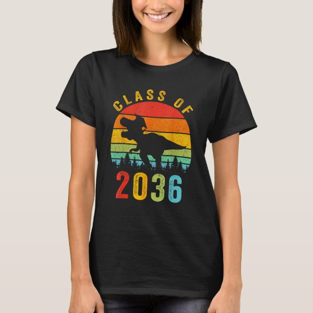 Dinosaur Class Of 2036 First Day Kindergarten Boys T-Shirt (Front)