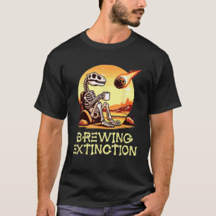 Dinosaur Coffee Humour Meteor Brewing Extinction F T-Shirt