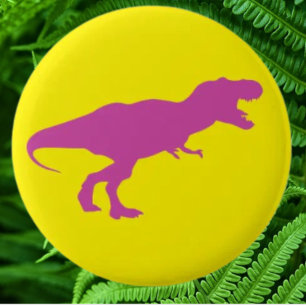 Dinosaur Colourful Yellow 2 Inch Round Button