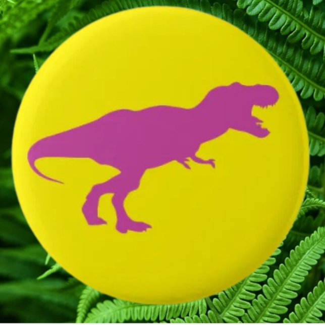 Dinosaur Colourful Yellow 2 Inch Round Button (Bring your dream party to life with our selection of quality Dinosaur themed party supplies )