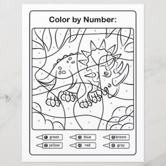 Dinosaur Colouring Page by number - Rhinoceratops