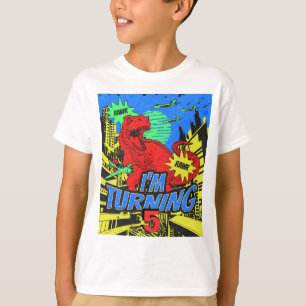 Dinosaur Comic Book Boy Birthday T-Shirt