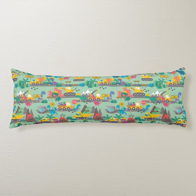Dinosaur Construction Kids Body Pillow (Front)