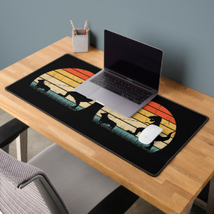 Dinosaur Corgi Dog Breed Silhouette Vintage Desk Mat