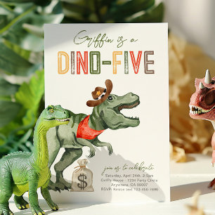 Dinosaur Cowboy 5e anniversaire Invitation