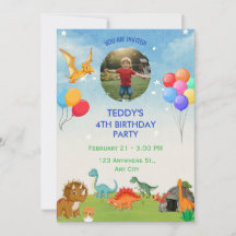 Dinosaur creuser Dino Invitations d'anniversaire