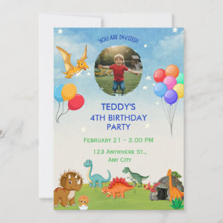 Dinosaur creuser Dino Invitations d'anniversaire
