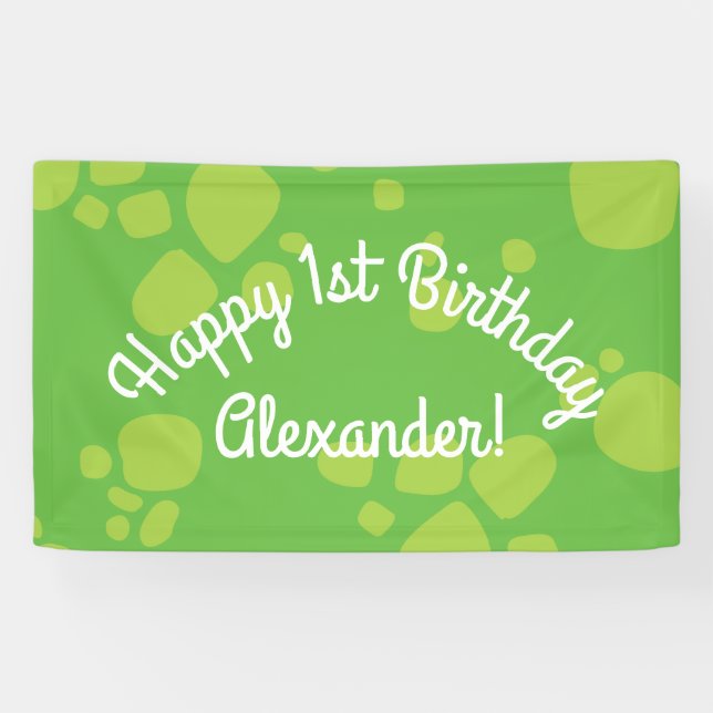 Dinosaur Cute 1st Birthday Party Banner Decor (Horizontal)